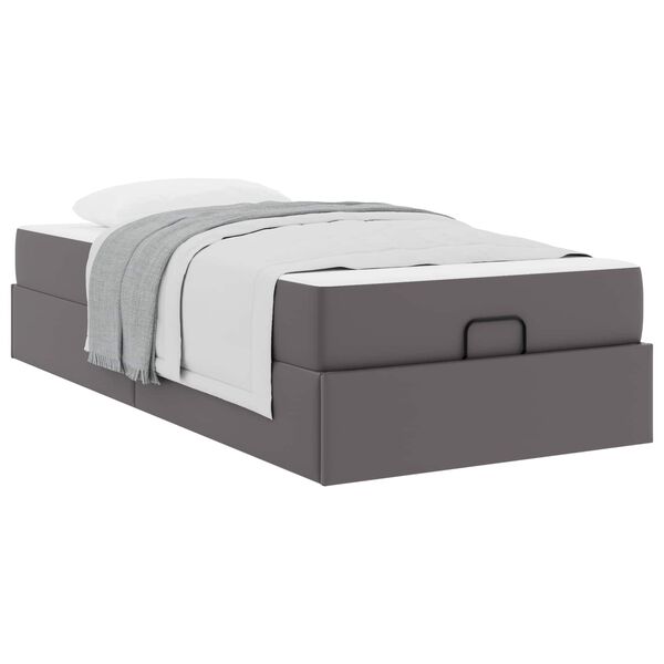 vidaXL Bedframe met matras met matras 2 pcs Grijs PVC