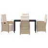 vidaXL Tuin eettafelset met kussen 5 pcs Beige poly rattan