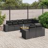 vidaXL 9-delige Loungeset met kussens poly rattan zwart