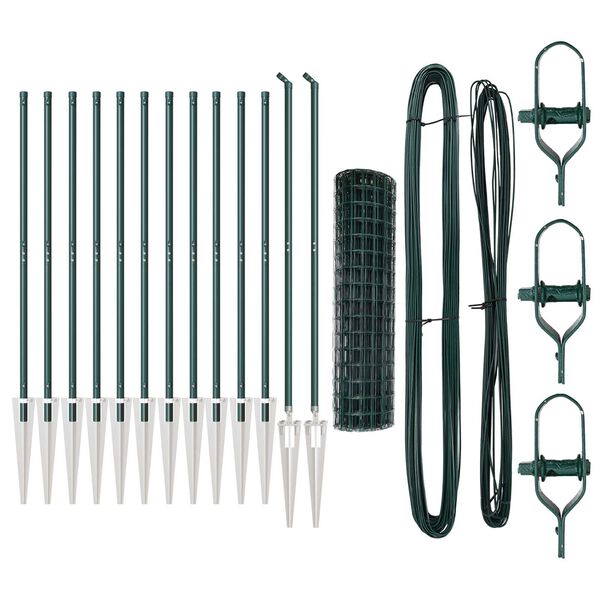 vidaXL Hecke met palen Groen 1 x 25 m Staal