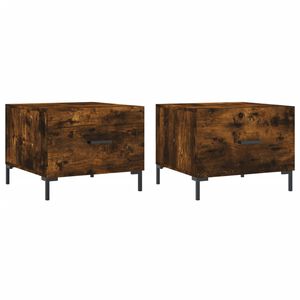 vidaXL Salontafels 2 st 50x50x40 cm bewerkt hout gerookt eikenkleurig