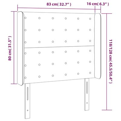 vidaXL Hoofdbord LED 83x16x118/128 cm stof zwart