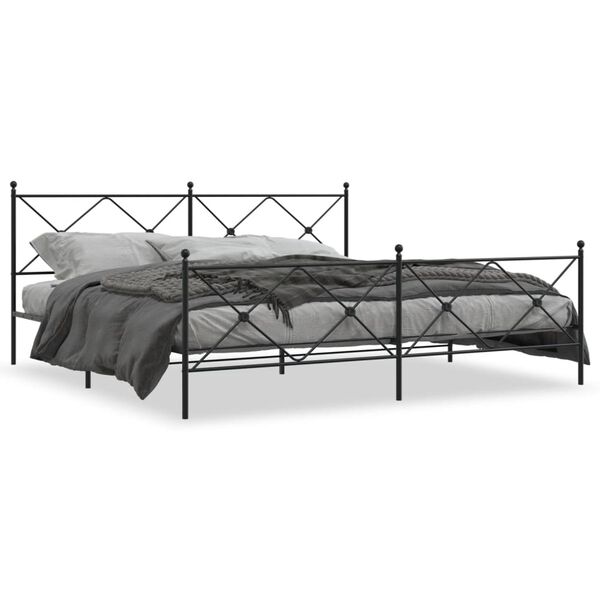 vidaXL Bedframe met hoofd- en voeteneinde metaal zwart 200x200 cm