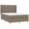 vidaXL Boxspring met matras stof taupe 140x200 cm