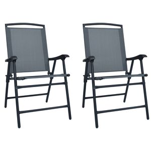 vidaXL Opklapbare stoelen, 2 stuks, textiel grijs
