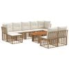 vidaXL Tuinbankenset 10 st Natuurlijk en Cr&egrave;me Wit poly rattan