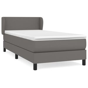 vidaXL Boxspring met matras kunstleer grijs 90x200 cm