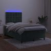 vidaXL Boxspring met matras en LED fluweel donkergroen 120x190 cm