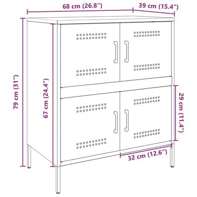 vidaXL Dressoir 68x39x79 cm staal roze