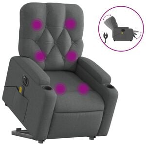 vidaXL Sta-op-massagestoel elektrisch verstelbaar stof donkergrijs