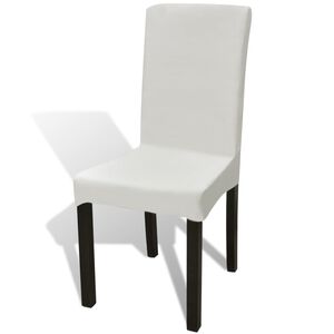 vidaXL 6 st Stoelhoezen recht stretch cr&egrave;mekleurig