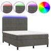 vidaXL Boxspring met matras en LED fluweel donkergrijs 140x190 cm