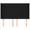vidaXL Hoofdbord met randen 147x16x118/128 cm stof zwart