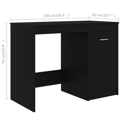 vidaXL Bureau 100x50x76 cm bewerkt hout zwart
