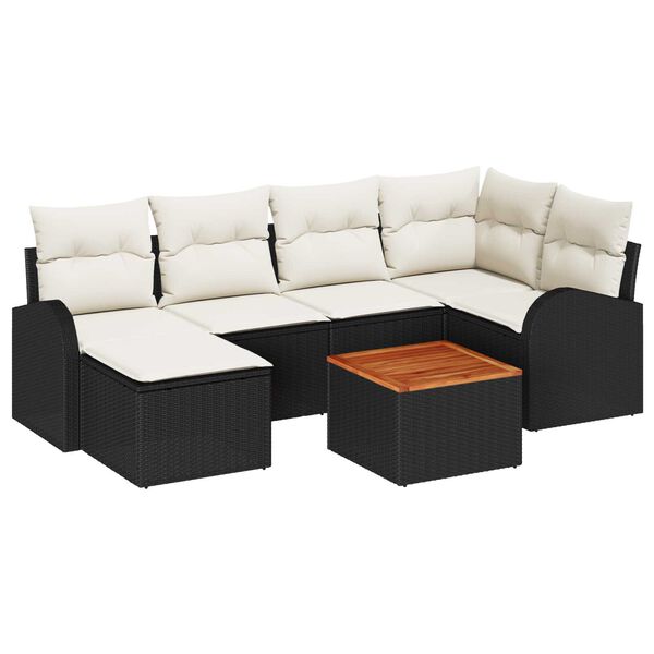 vidaXL Tuin Sofa Set 7 pcs Zwart en wit