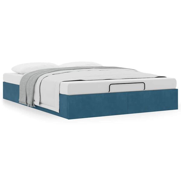 vidaXL Ottoman bedframe zonder matras 140x200 cm fluweel donkerblauw