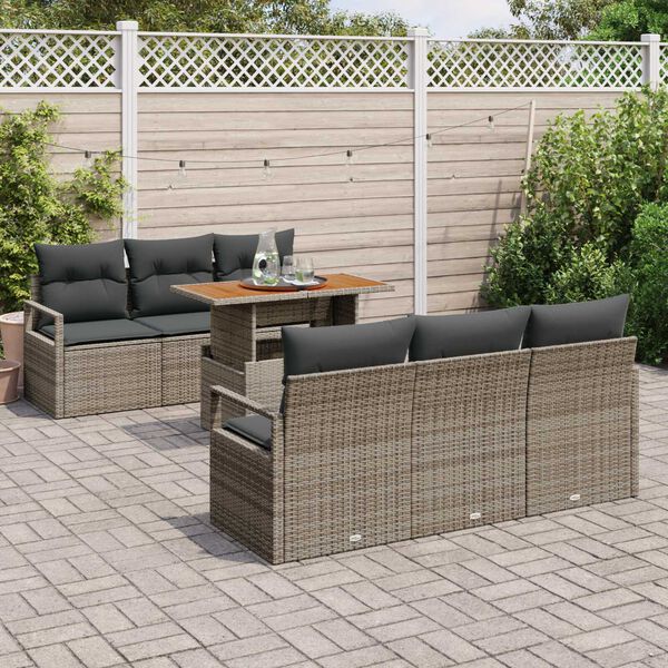 vidaXL Tuin Sofa Set met kussen 7 pcs Grijs