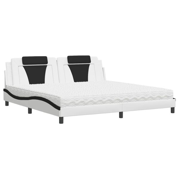 vidaXL Bed "Viana" met matras kunstleer wit en zwart 200x200 cm
