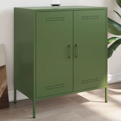 vidaXL Dressoir 68x39x79 cm staal olijfgroen