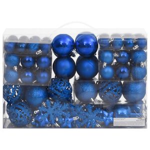 vidaXL 111-delige Kerstballenset polystyreen blauw