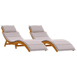 vidaXL Ligbed 2 st Massief Acaciahout Taupe