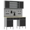 vidaXL Werk kast met lade 7 st Zwart Engineered hout en staal