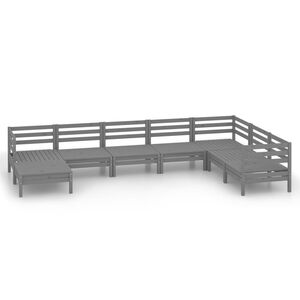 vidaXL 8-delige Loungeset massief grenenhout grijs