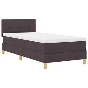 vidaXL LED Box Spring Bed met kussen Donkerbruin 90 x 200 cm Stof