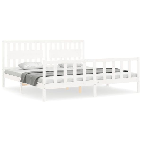 vidaXL Bedframe zonder matras massief grenenhout wit 200x200 cm