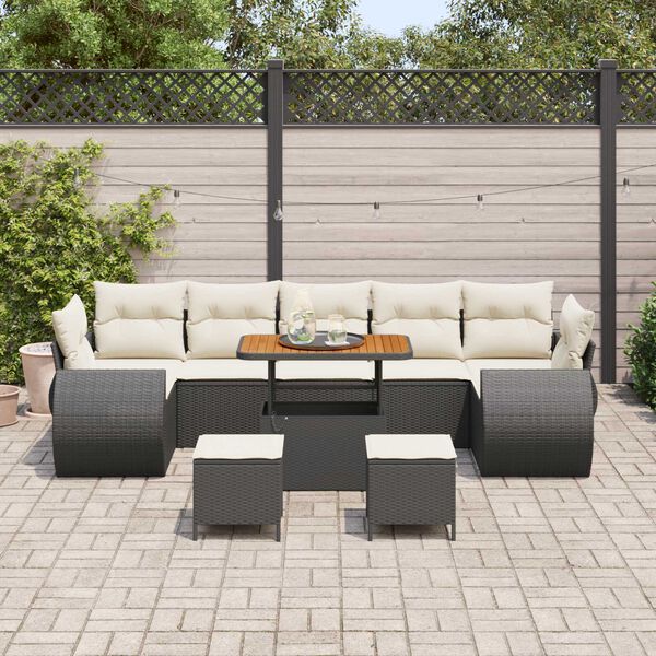 vidaXL Tuin Sofa Set met kussen met opslag 10 pcs Zwart en cr&egrave;me