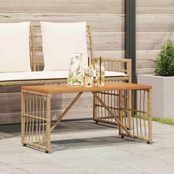 vidaXL Buiten Tafel Naturel 80 x 40 x 40 cm Staal en Poly Rattan