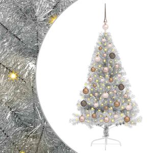 vidaXL Kunstmatig Voorverlicht Kerstboom met 150 LED Zilver 120 cm PET