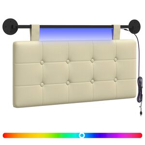 vidaXL Hangend hoofdbord Met LED-verlichting Cr&egrave;mekleurig Kunstleer