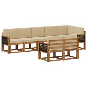 vidaXL Buiten bankenset 8 st 8-zits Natuurlijk en Beige
