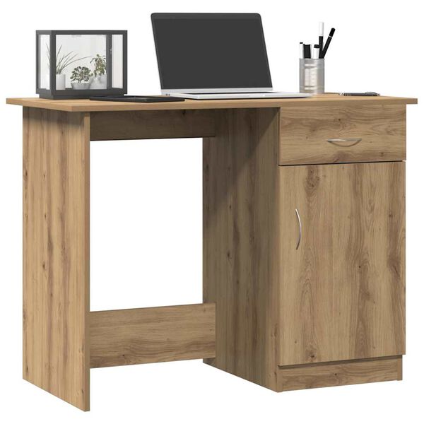 vidaXL Bureau 100x50x76 cm bewerkt hout artisanaal eikenkleur