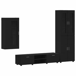 vidaXL Tv-meubelset met lade met plank FLORIN 3 pcs Zwart Bewerkt hout