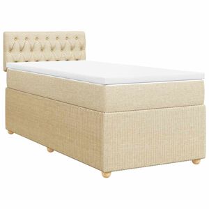 vidaXL Boxspring met matras stof cr&egrave;mekleurig 90x200 cm