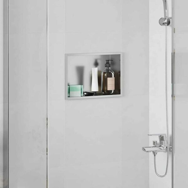 vidaXL Douche Niche Zilver 30 x 20 x 9,5 cm Roestvrij staal