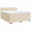 vidaXL Boxspring met matras stof cr&egrave;mekleurig 200x200 cm