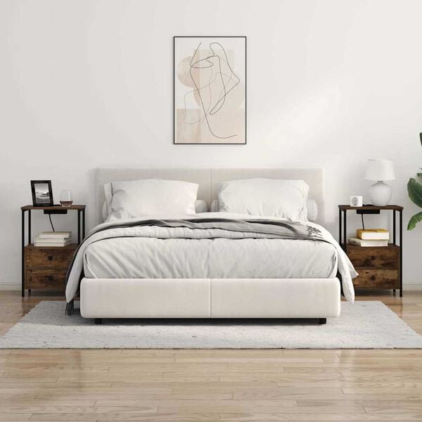 vidaXL Nachtkastje met lade Gerookt eiken 40 x 31 x 60 cm Bewerkt hout