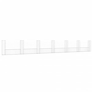 vidaXL Schanskorf U-vormig met 7 palen 740x20x100 cm ijzer