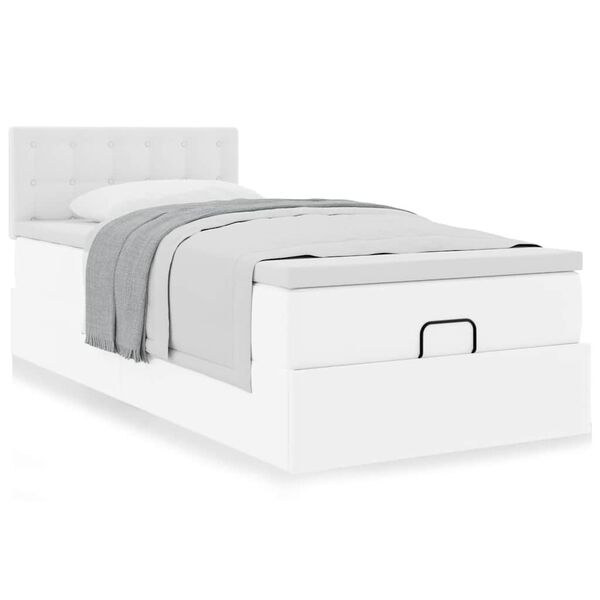 vidaXL Ottomaanse bed met matras 80x200cm kunstleer wit