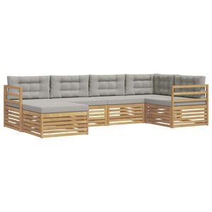 vidaXL Buiten bankenset 6 st Wit en Lichtgrijs Polyester