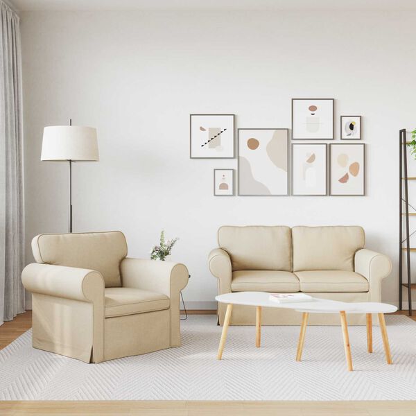 vidaXL Bank 120cm 2 pcs Cr&egrave;me Metaal