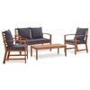 vidaXL 4-delige Loungeset met kussens massief acaciahout