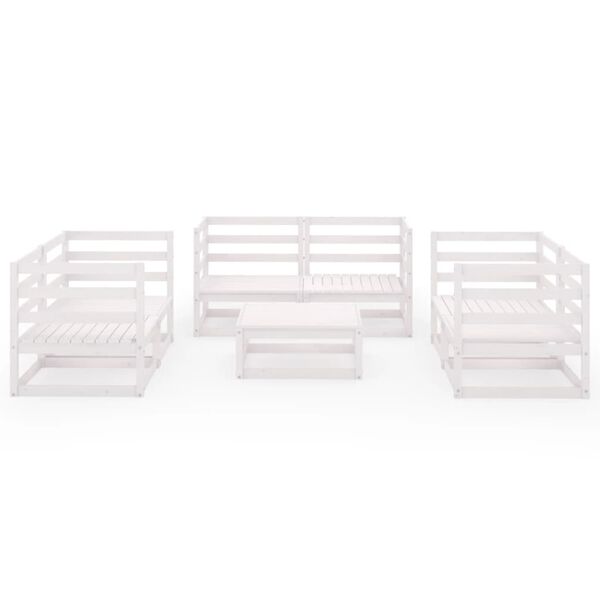 vidaXL 7-delige Loungeset massief grenenhout wit