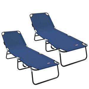 vidaXL Opvouwbare zonnebed 2 pcs Blauw 188 x 57 x 86,5 cm Polyester