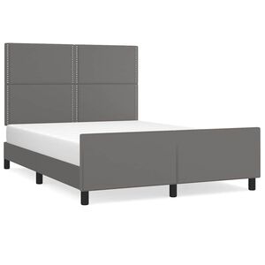 vidaXL Bedframe met hoofdbord kunstleer grijs 140x190 cm