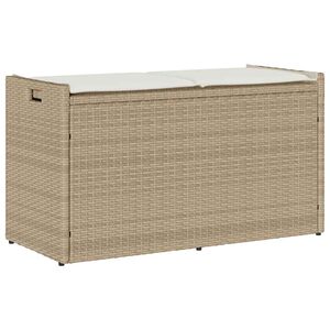 vidaXL Opbergbank met kussen voor buiten 100 cm poly rattan beige