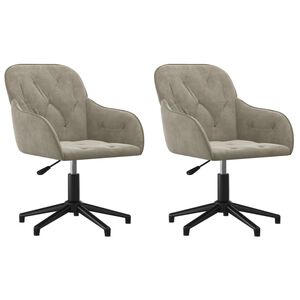 vidaXL Eetkamerstoelen draaibaar 2 st fluweel lichtgrijs